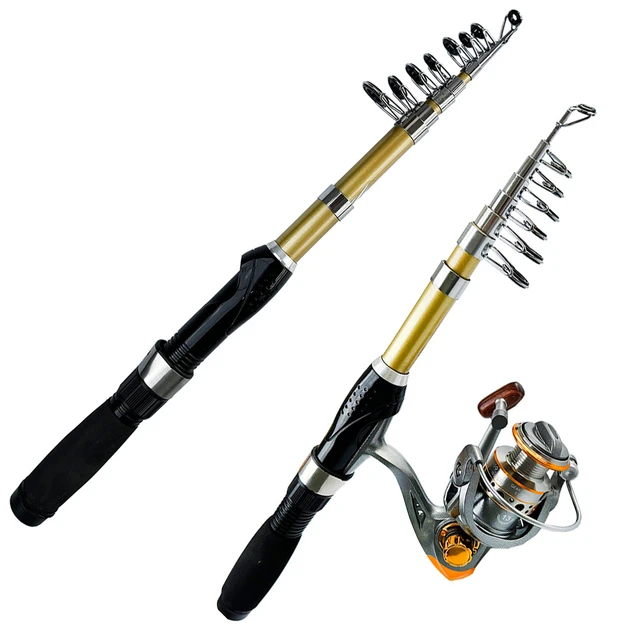 Short Telescopic Fishing Rod Spinning Reel Combo 1.5-2.1m Mini Travel Rod  Surf Saltwater Freshwater Fishing Tackle Pesca