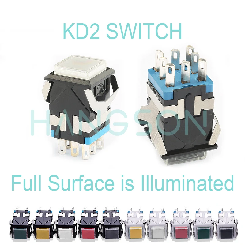 Botão Interruptor Momentâneo Trava Quadrado com Luz de Superfície Completa Indicador Led 8pin 3a 250v 6a 125v 25 Pcs Kd2