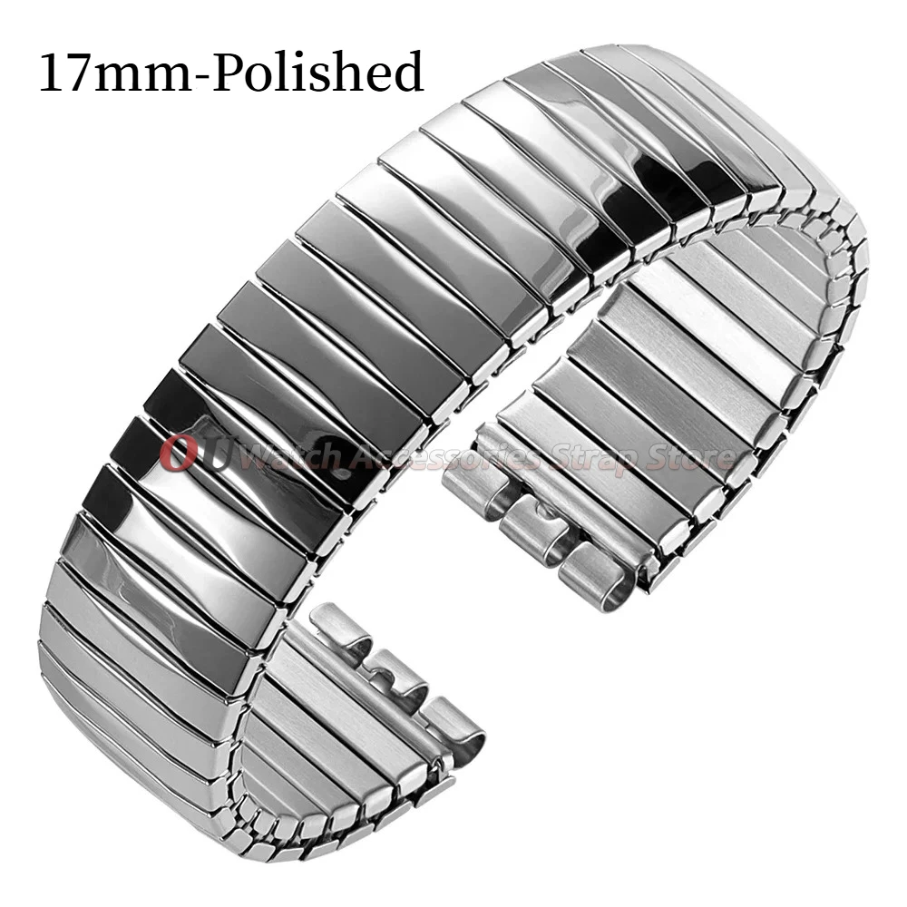 Polished Matte Elastic Stainless Steel Watch Strap - Men's Wristband Accessory