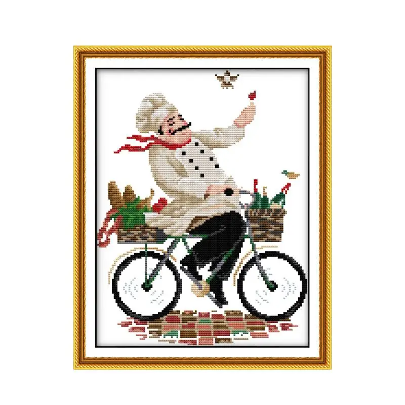 

Набор для вышивки крестом от шеф-повара на велосипеде, птица, Зимний снег, 18CT, 14CT, 11CT, вышивка с графным принтом, рукоделие ручной работы
