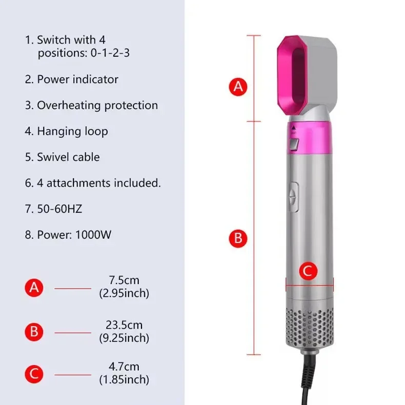 Home hair dryer five in one hot air comb automatic curling iron hair styling comb curling iron wet straightener