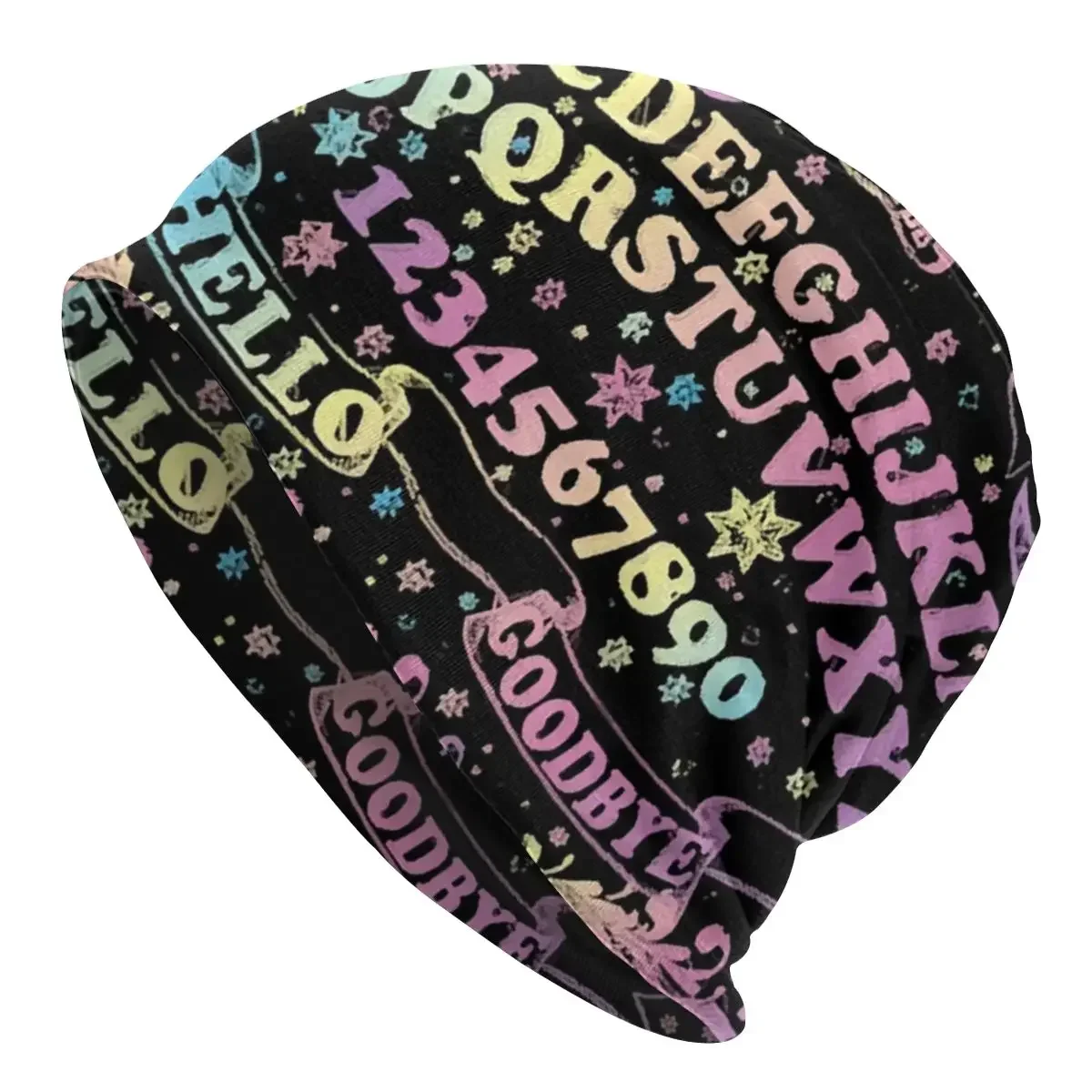 

Rainbow Spirit Board Bonnet Femme Fashion Knitted Hat For Women Men Winter Warm Witchcraft Halloween Divination Beanies Caps