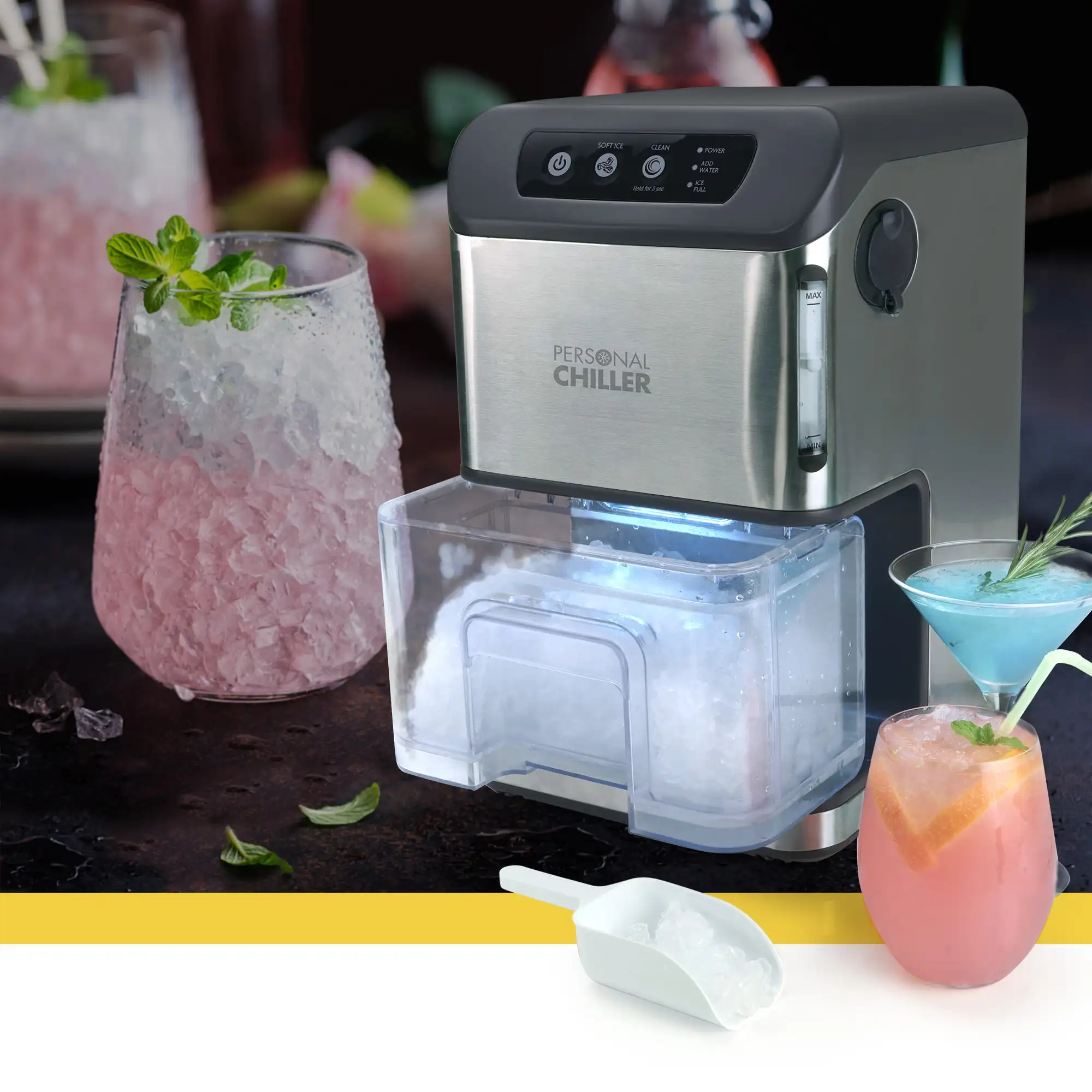 15kg Countertop Self-Cleaning Home Kitchen Office Bar Chewable Ice Cube  Nugget Ice Maker Cold Water & Ice Crusher with Side Tank - AliExpress