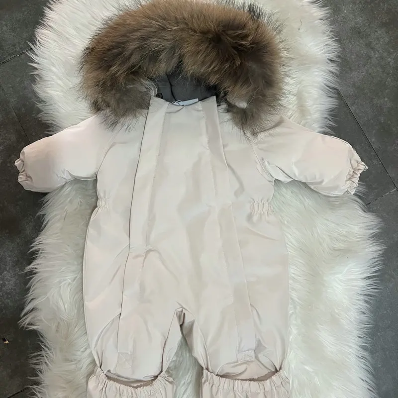 Children's Fleece-lined Thickened Cotton-Padded Hooded Boys and Girls Skiing Jumpsuit