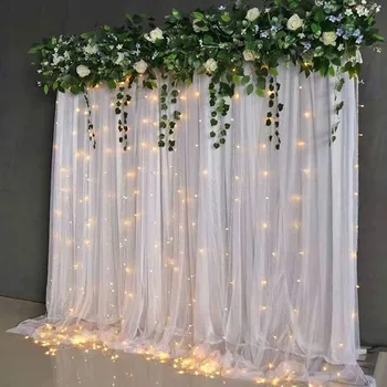 White Backdrop Curtains with Lights 1