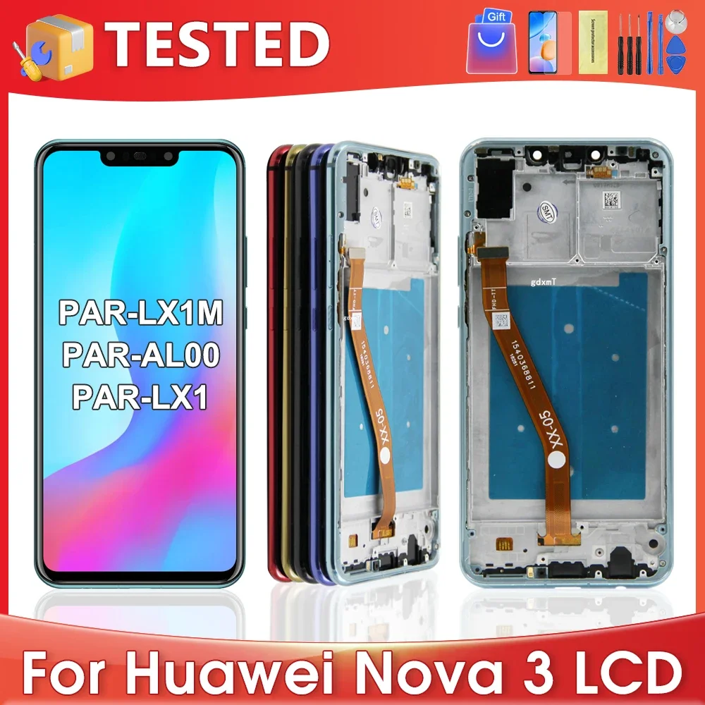 6,3 'для HUAWEI Nova 3 для Nova3 PAR-AL00 LX1M LX1 LX9 TL20 ЖК-дисплей сенсорный экран дигитайзер в сборе Замена