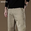 2024 New Spring Autumn Men's Cargo Work Pants 97%Cotton Thick Solid Color Wear Korean Grey Casual Trousers Male Plus Size 38 40 1