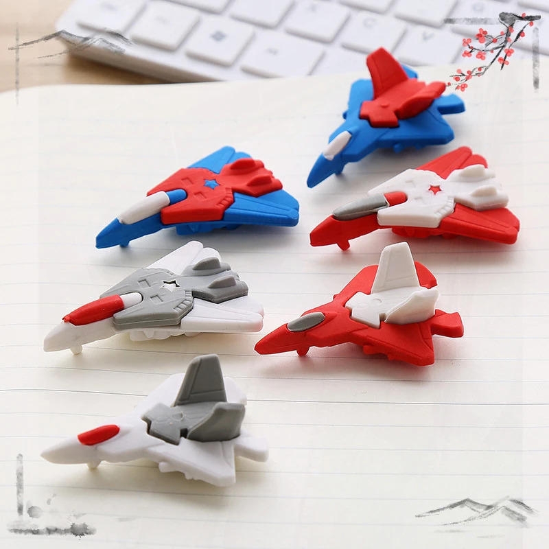 Pencil Eraser 4 Pcs Aircraft Eraser Cartoon Student Learning Supplies Small Gifts School Stationery Office Supplies