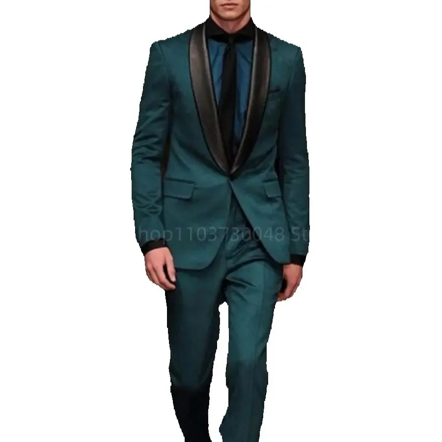 Hailan Fashion Men Suit Stage Show Slim Fit Blazer Pants Set for Prom Party High Quality Wedding 2 Piece Set Costume Homme