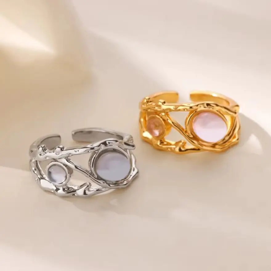 Opal Irregular Rings For Women Gold Color Geometric