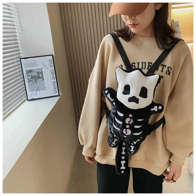 Cute Black Devil Skeleton Plush Backpack Horror Monster Gothic Bags For  Girl Boy Backpack Doll Cartoon Travel Backpack - AliExpress