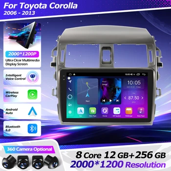 Navigazione GPS Android 16 per Toyota Corolla E140 E150 2006-2013 Autoradio Wireless Carplay Lettore Multimediale Bluetooth