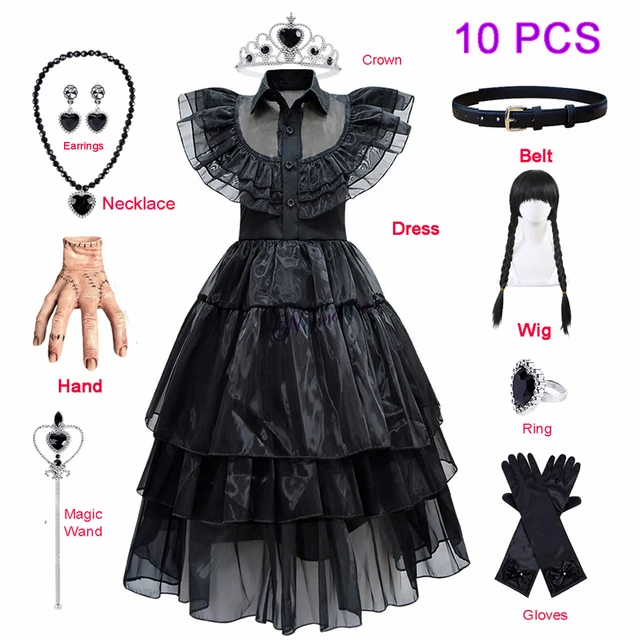 Mercoledì Addams Cosplay per Costume Ragazza 2023 Nuovi vestidos per  bambini Ragazze Mesh Party Abiti Costumi di Carnevale 3-10 anni