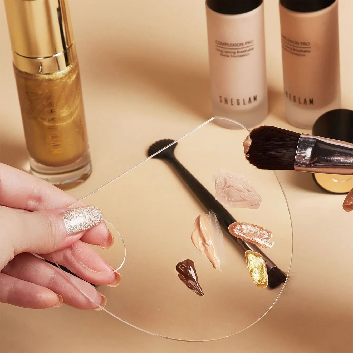 Acrylic Makeup Palette Spatula Liquid Foundation Eye Shadow Mixing Cream Pigments Nail Art Manual Cosmetic Beauty Tools makeup mixing palette makeup tool