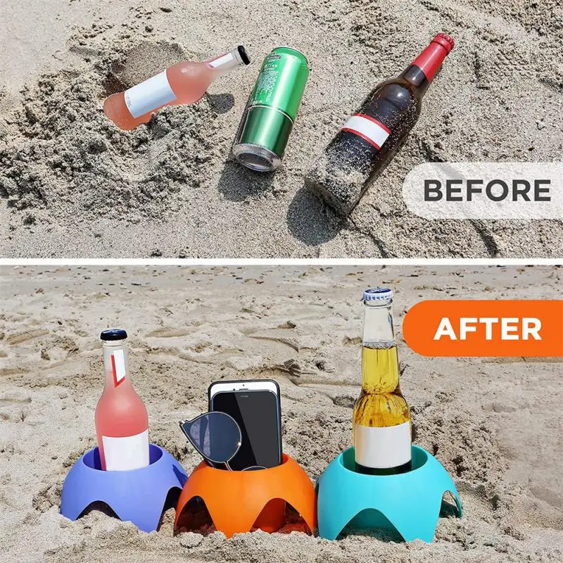 Portable Beach Cup Holder Cup Holder Outdoor Beach Camping Storage Shelf Plastic Wine Glass Snack Drink Holders