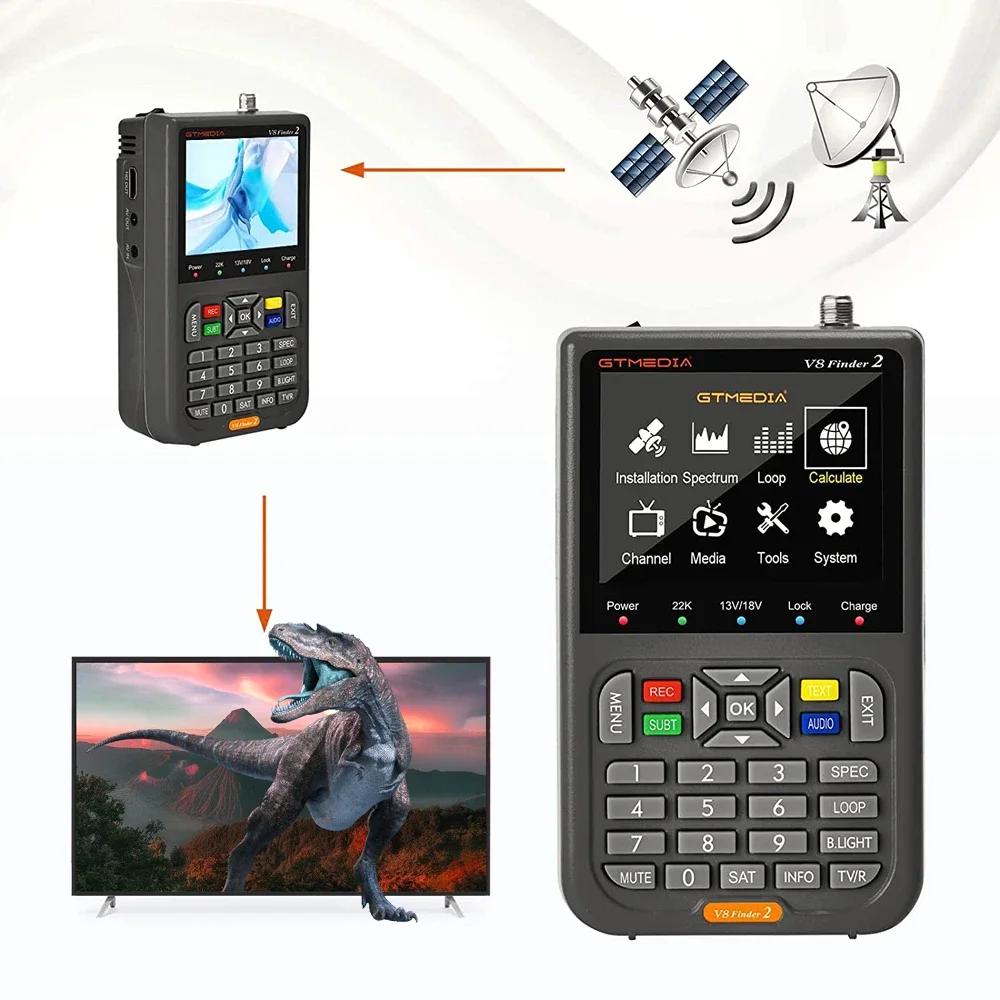 V8 Finder2 Satellite Finder Digital FTA DVB-S/ S2/ S2X Signal Detector Receiver LCD Screen For Adjusting Sat TV Dish