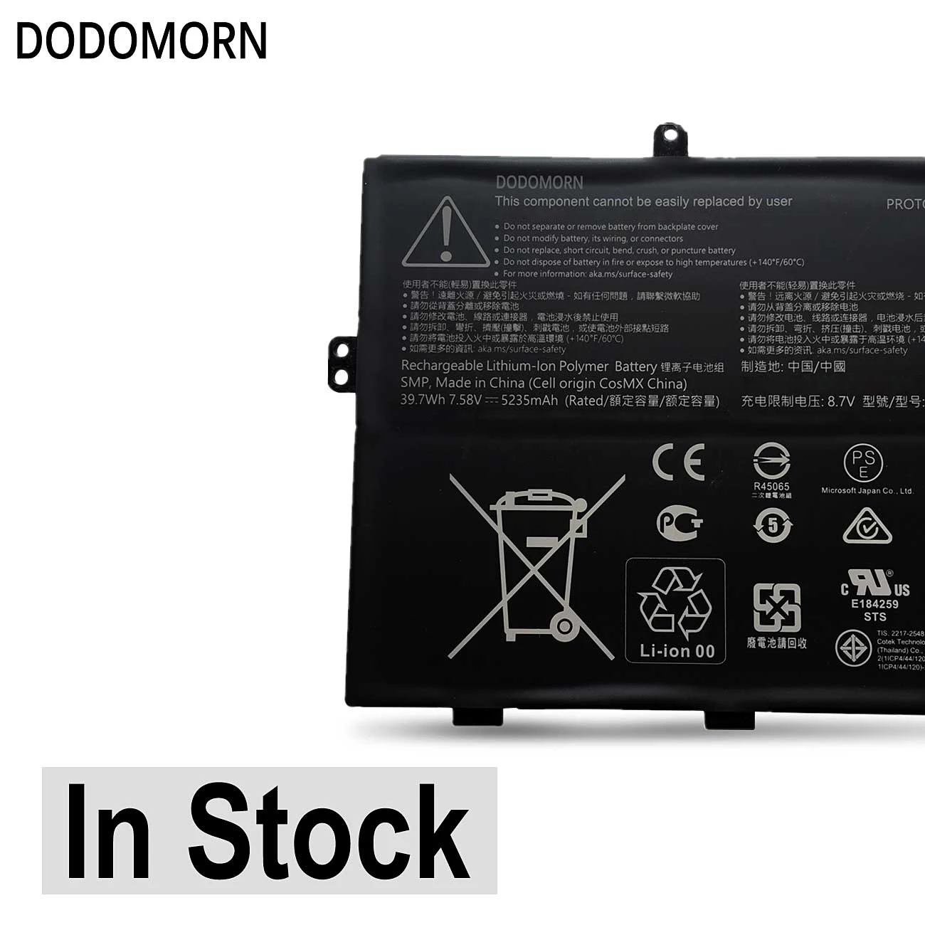 Dodomorn Nova 916ta135h Bateria para Microsoft Surface go 1943 124 Laptop 7.58v 5235mah 39.7wh Entrega Rápida - Imagem 3
