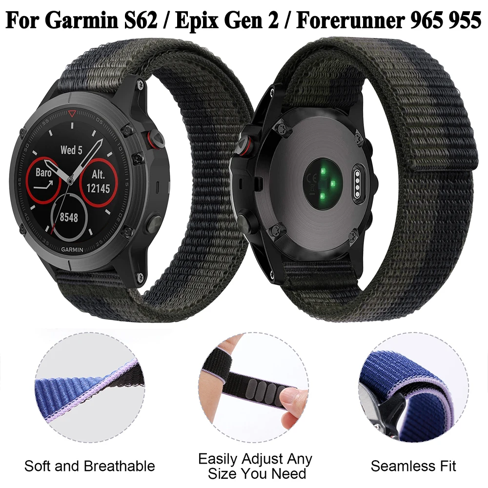 Tali Nilon 22 26Mm Untuk Garmin Fenix Descent Mk1/Mk2/Mk2I/Enduro 2 Gelang Jam Tangan Pintar Untuk Garmin Fenix 7 7X 6 6X Pro 5