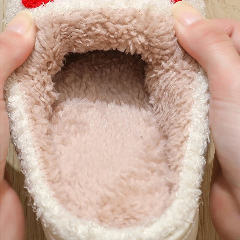 Niedliche Pilzmuster-Hausschuhe für Damen, lässig, weicher Plüsch, warme Hausschuhe, Damen, bequeme Winter-Hausschuhe in Übergröße – Detail 8