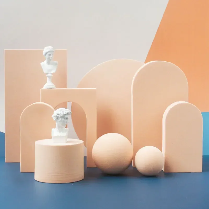 기하학적 스폰지 블록 제품 촬영 소품 디스플레이, 쥬얼리 화장품, 정물 사진 스튜디오 광고, 3D 장면 장식