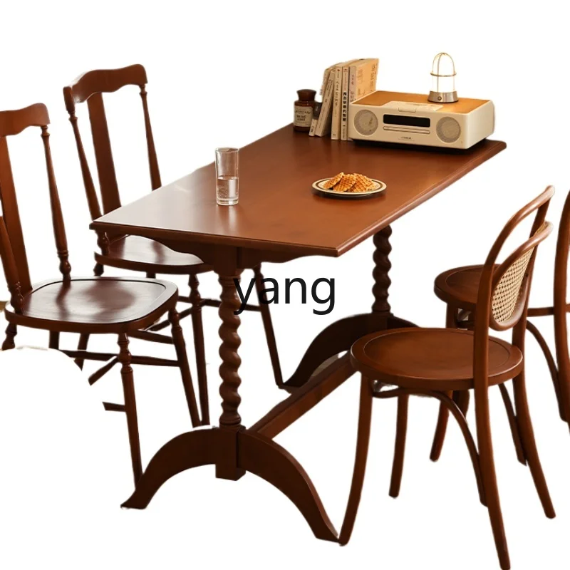 

Yjq Retro Solid Wood Dining Table Rectangular Small Apartment Home Desk Desk