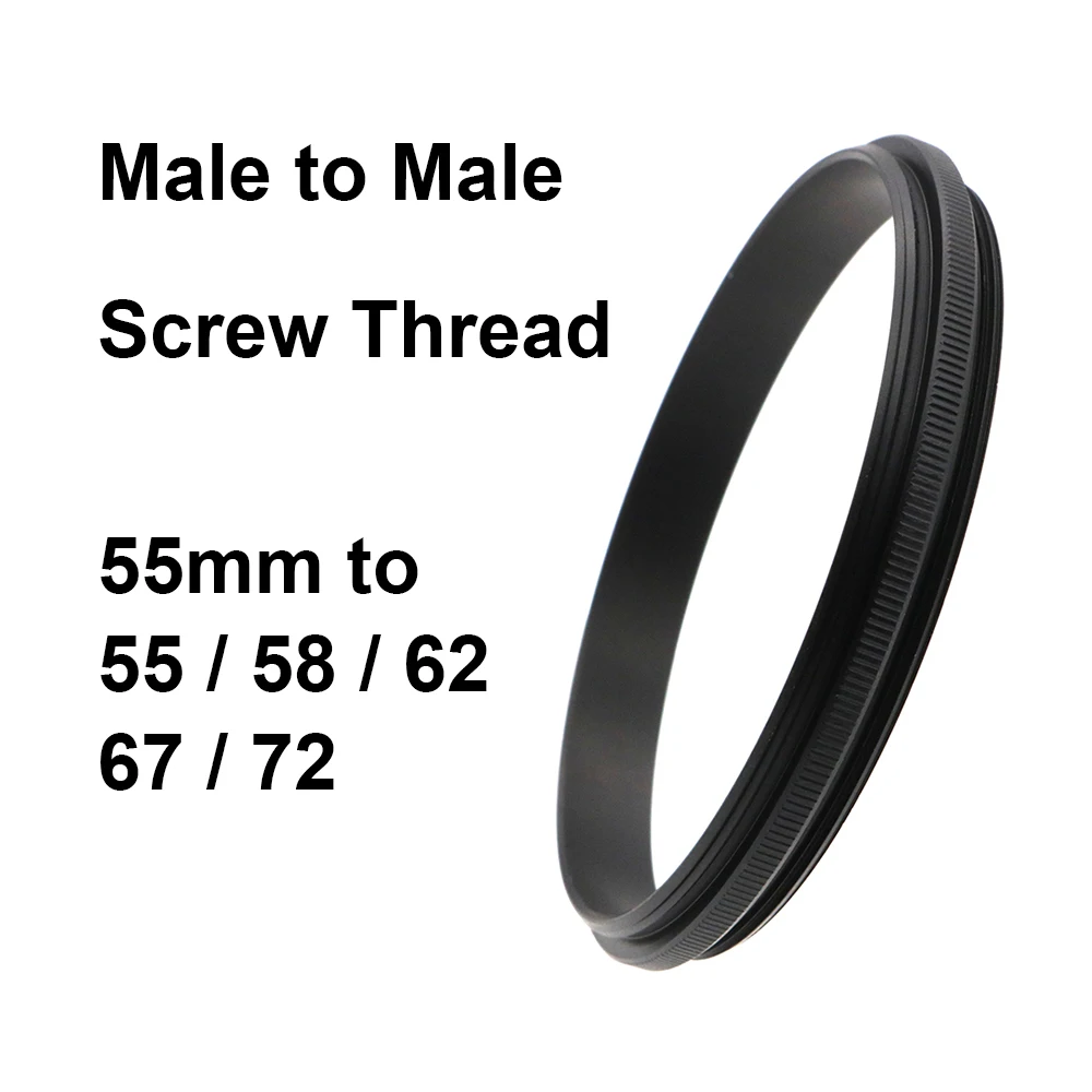 

Screw Thread Male to Male Adapter 55mm - 55 / 58 / 62 / 67 / 72 mm thread pitch 0.75mm Macro Photography Mount Adapter Ring