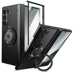 360 Rotating Magnetic Phone Case with Ring Hinge Protection for GalaxyZFold 8 Ultra (Black)