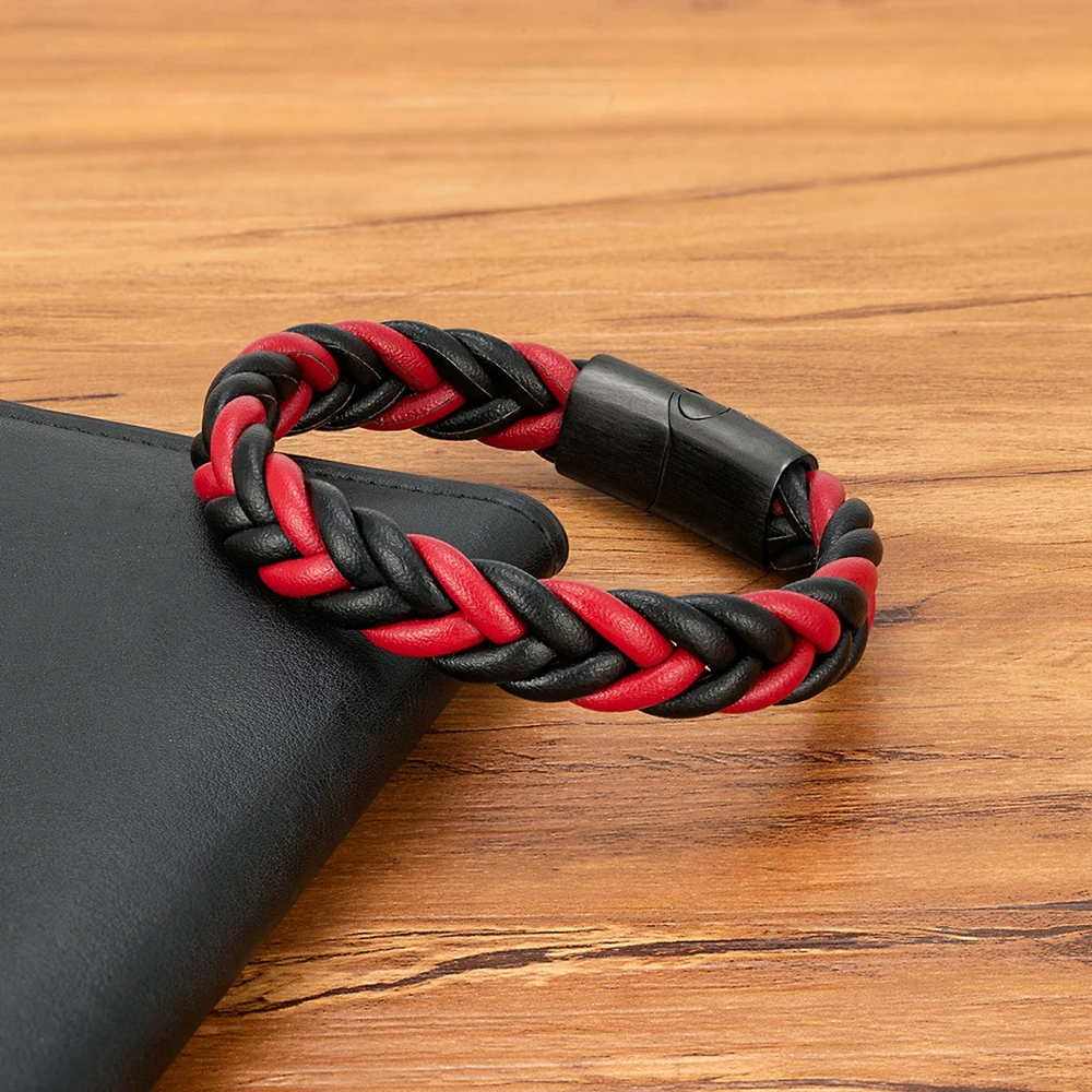Leather Bracelet XQNI Classic Braided Leather Bracelet Men Jewelry Charms Design Stainless Steel Punk For Men Husband Friend Gift