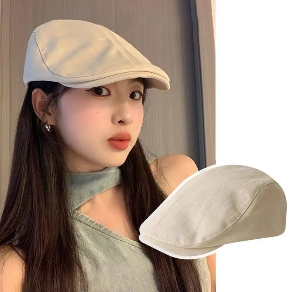 New Solid Color Beret Hats Painter Beret Breathable Washed Caps Cotton Forward Hat