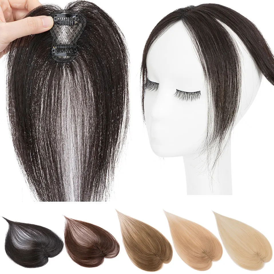SEGO Clip in Bangs 360° 3D Cover Bangs 100% Real Human Hair Clip Side Parted Bangs Hair Extension Clip on Topper for Women
