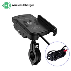 Wireless Charging Motorcycle Phone Holder with Fast Charging and Adjustable Handlebar Mount (M9 Wireless Charger)