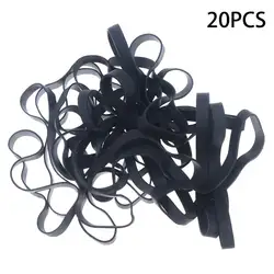 Premium Large Black Elastic Rubber Bands - Set of 20 for Office and Stationery Use (Black)