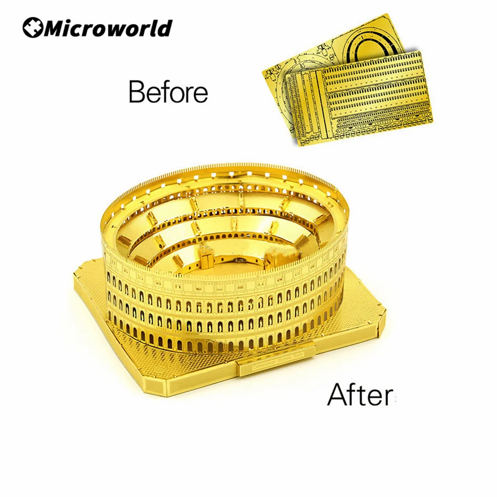 Microworld 3D Metal Puzzle Toys Italy The Roman Colosseum Buildings Models Classic Architecture Jigsaw Birthday Gift For Child 5