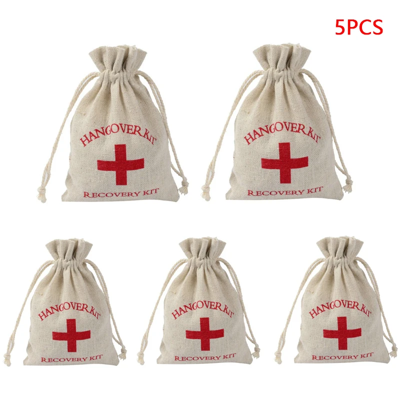 2/5Pcs Wedding Favor Holder Bag Hangover Kit Bags For Guests Gift Red Cross  Cotton Linen Pouches Festival Event Party Supplies - AliExpress