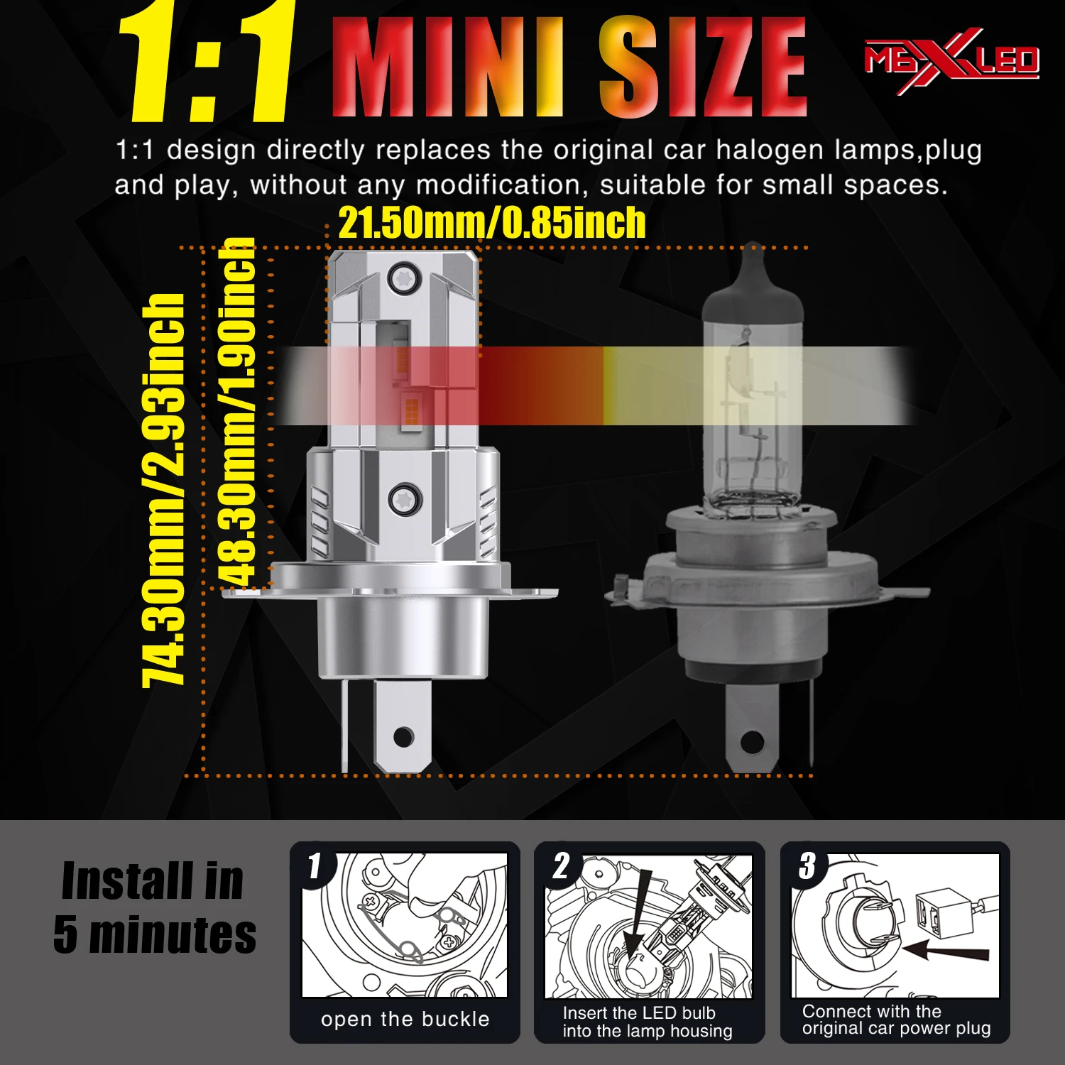 2pcs H4 HB2 9003 Led 헤드 라이트 Canbus 자동차 전구 높은 전력 흰색 안개등 다이오드 램프 12v 55w VW Transporter MK4 1990  2003