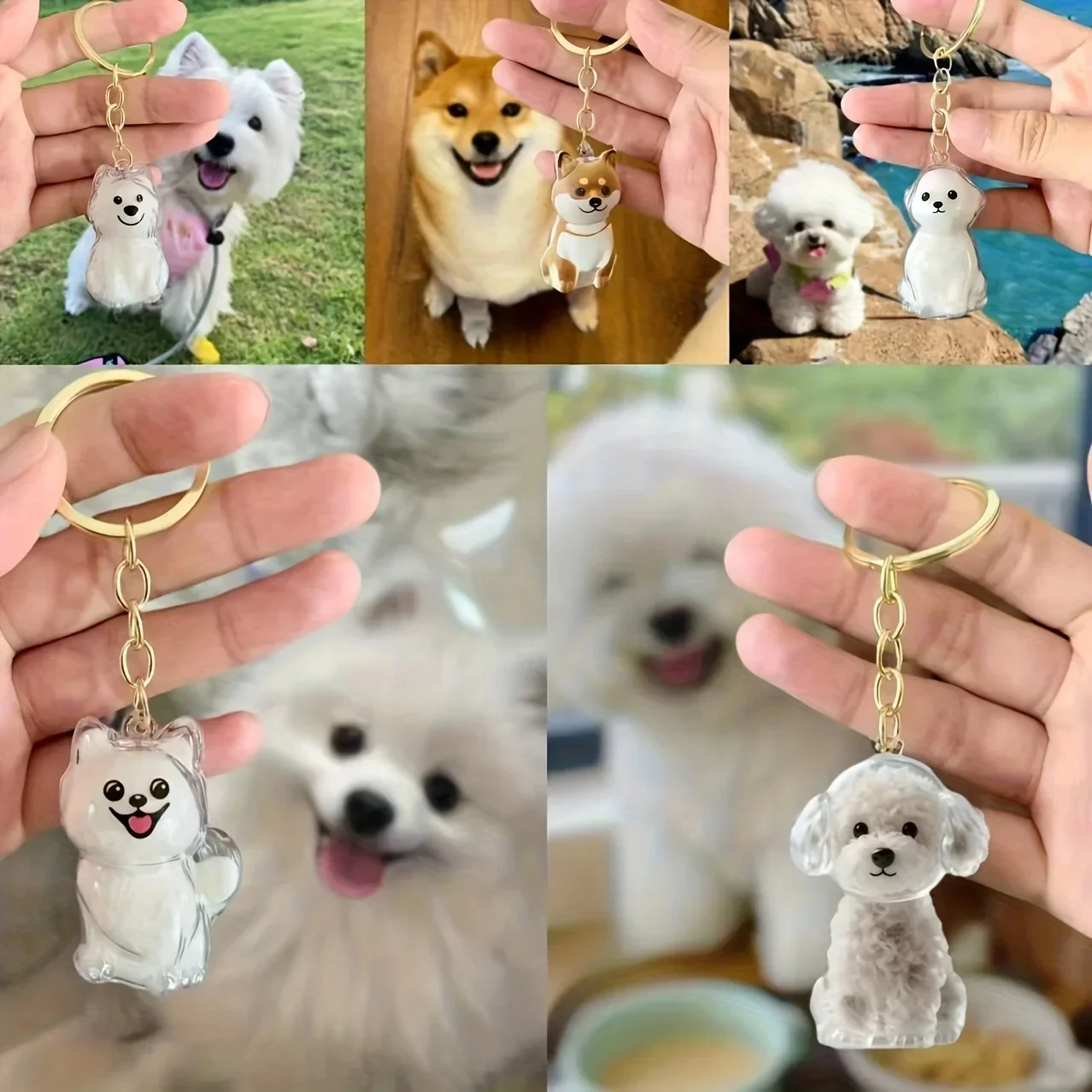 thumbnail image 2 of Qcbuegof] Clear Pet Hair Memorial Key Cake Pendant Charm Dog 2 of 11