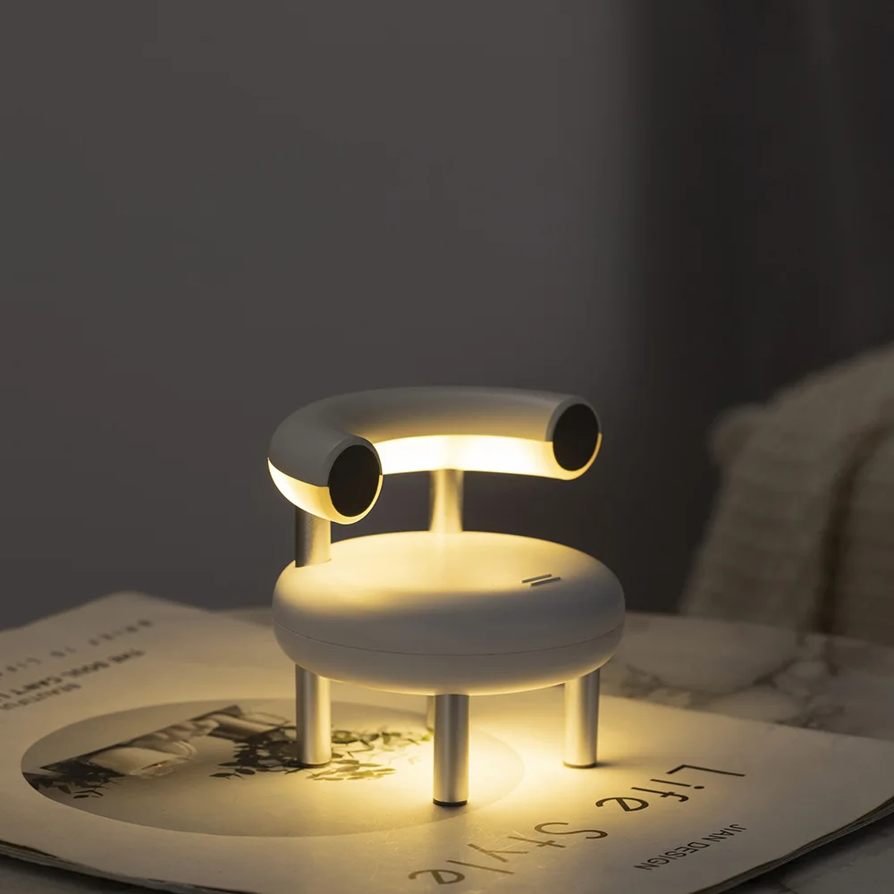 

Creative chair LED night light USB charging and novel phone holder function bedside sleeping night light