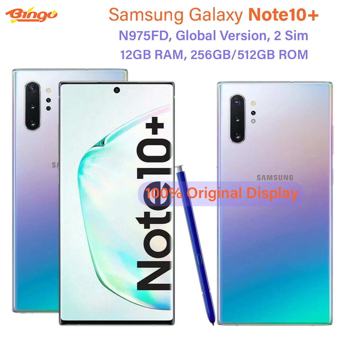 Samsung Galaxy Note10+ Note10 Pro N975FD 256/512GB note 10 plus Mobile Phone Exynos 9825 Octa Core 6.8" 16MP&12MP 12GB Dual Sim