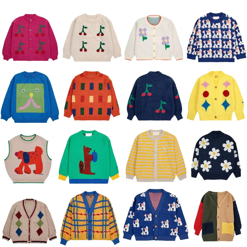 Kids Knit Sweaters AW24 For Girl Boy Winter Children Cardigan Outwear Baby Toddler Pullover Top Clothing