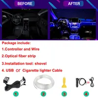 6IN1 8M RGB LED Atmosphere Car Interior Ambient Light Fiber Optic Strips Light by App Control Neon LED Auto Decorative Lamp - Image 2