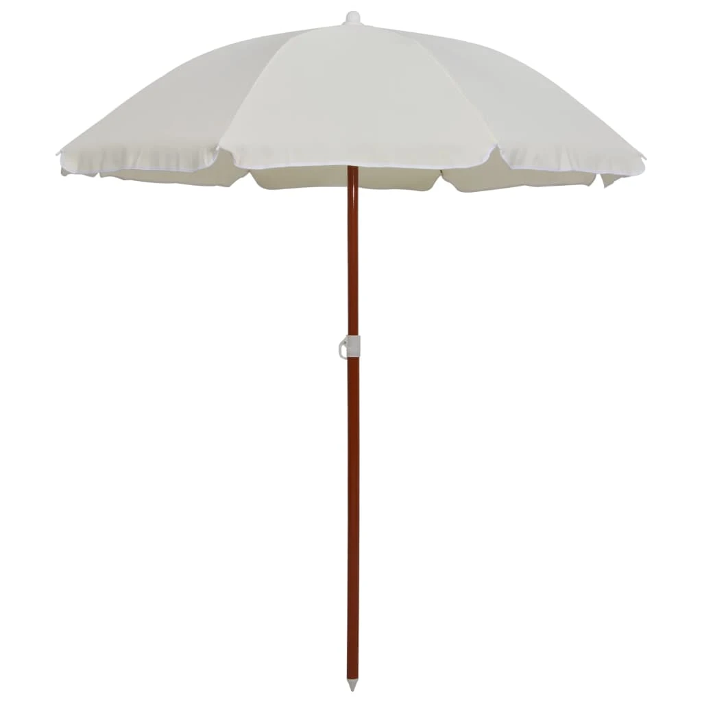 Parasol With Steel Pole 180/240cm Sand Outdoor Garden Sunshade Patio Umbrella Offset Sun Visor With Base Ultraviolet-proof - Patio Umbrellas & Bases -