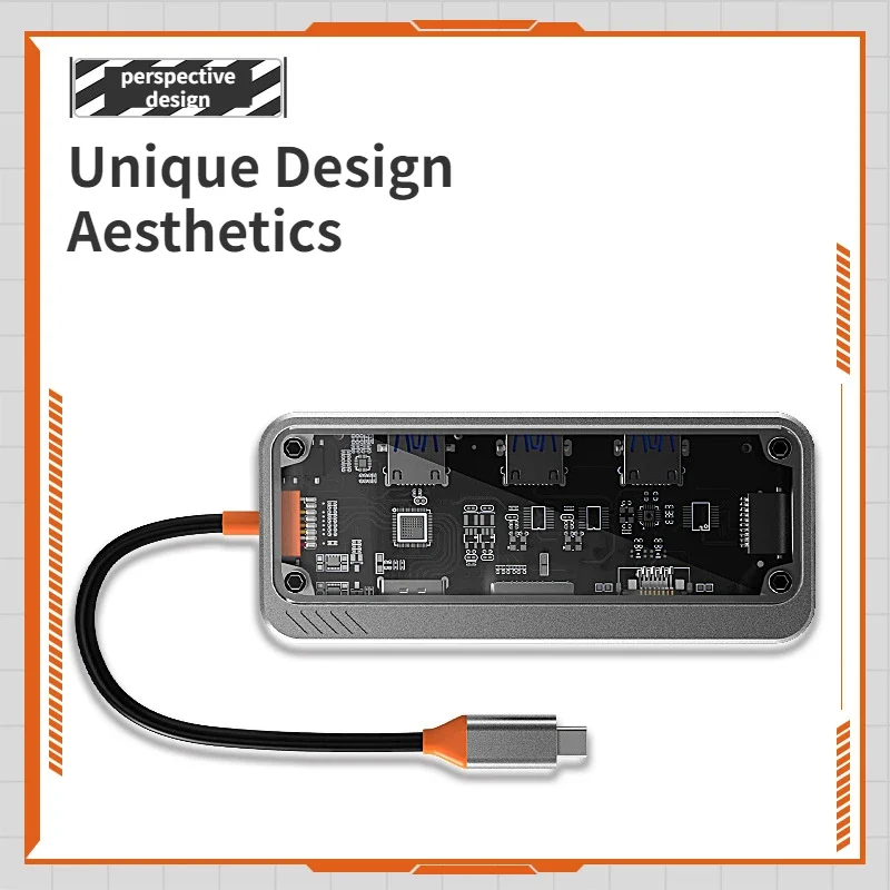 10 in 1 노트북 도킹 스테이션 Usb Hdmi 도킹 스테이션 유형 C PD 3.0 MacBook 투명 패널 허브 SD/TF 3.5 용 노트북 스테이션