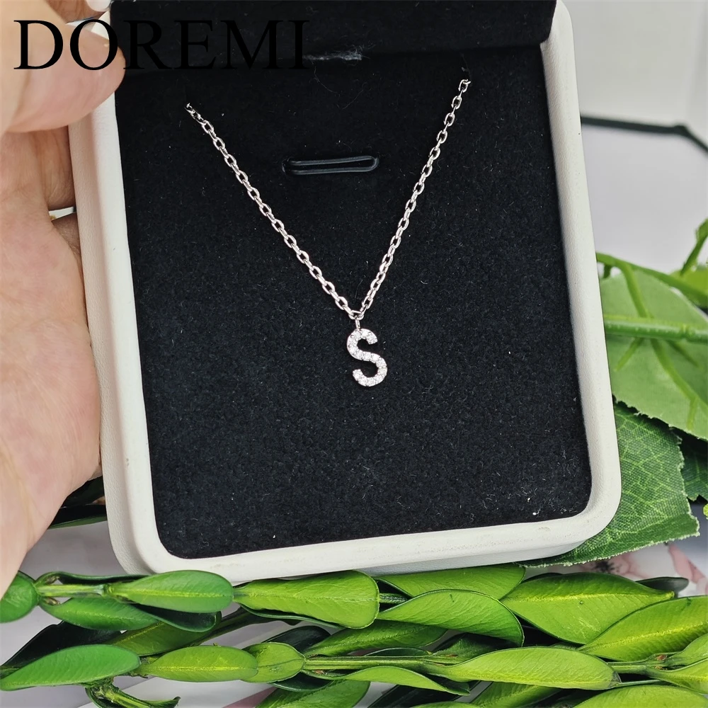 DOREMI 8mm Letter Full Mirco Zircon Initial Letter Necklace Tarnish Free Gold Jewelry Gift Box Package Initial Necklace