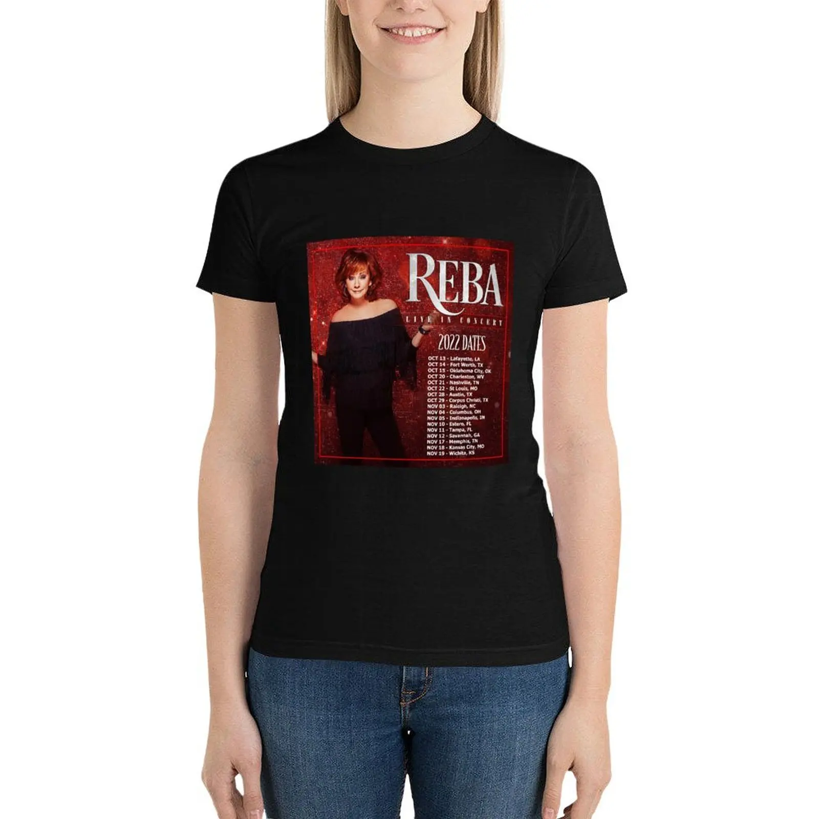

Reba Tour 2022 - 2023 Locations and Dates T-Shirt cute tops aesthetic clothes Women's summer blouses 2024