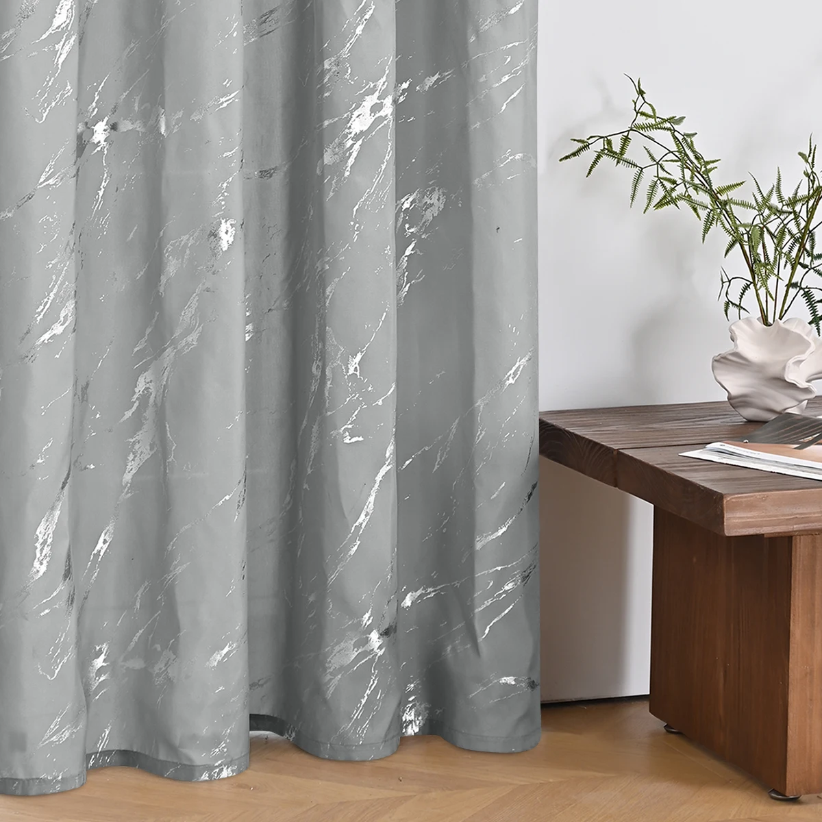 2pcs Luxury Marble Pattern Curtains with Gold Foil Precision, Rod Pocket Window