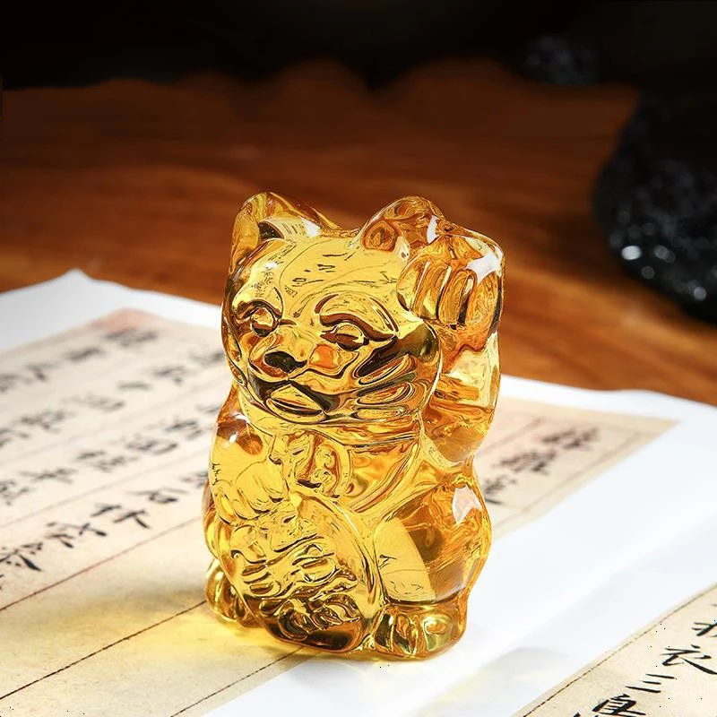 Maneki Neko Fortune Lucky Cat Home Office Desk Counter Decorazione Crystal Animal Kitty Ornament Regali Ricchi Figurine Fengshui