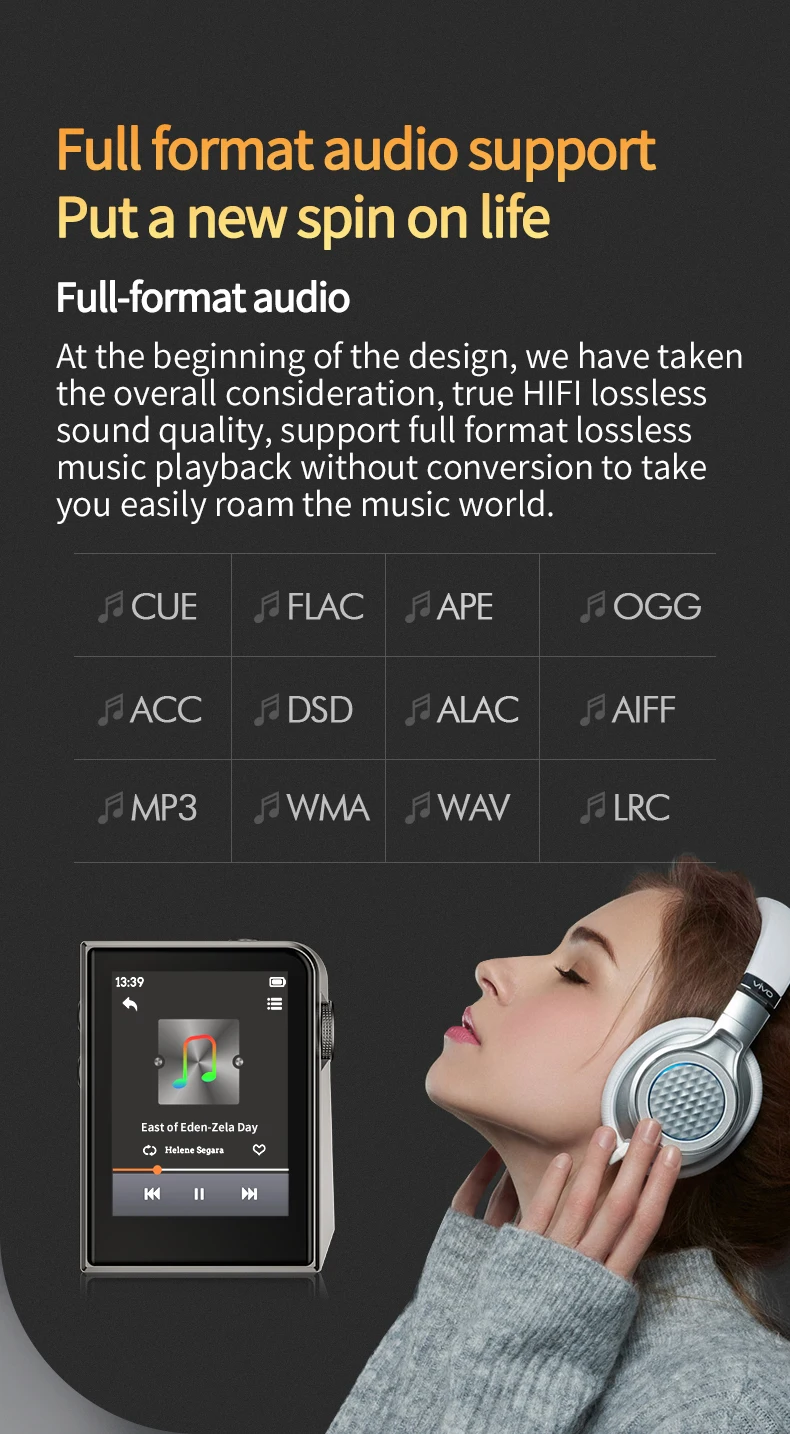 2023 A58 RUIZU HiFi Bluetooth 5.0 Music MP3 Player Portable Hi-Res Digital Audio DSD256 Lossless Metal Walkman With EQ Equalizer
