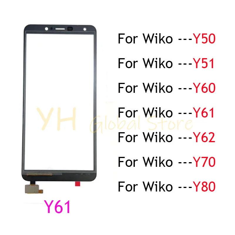 Стекло для Wiko Y50 Y51 Y60 Y61 Y62 Y70 Y80, сенсорный экран, сенсорный ЖК-дисплей, дигитайзер, стеклянная крышка, запасные части