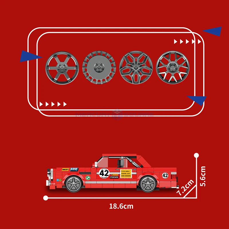 Red Classic Racing Vehicle Model Building Blocks MOC JD067