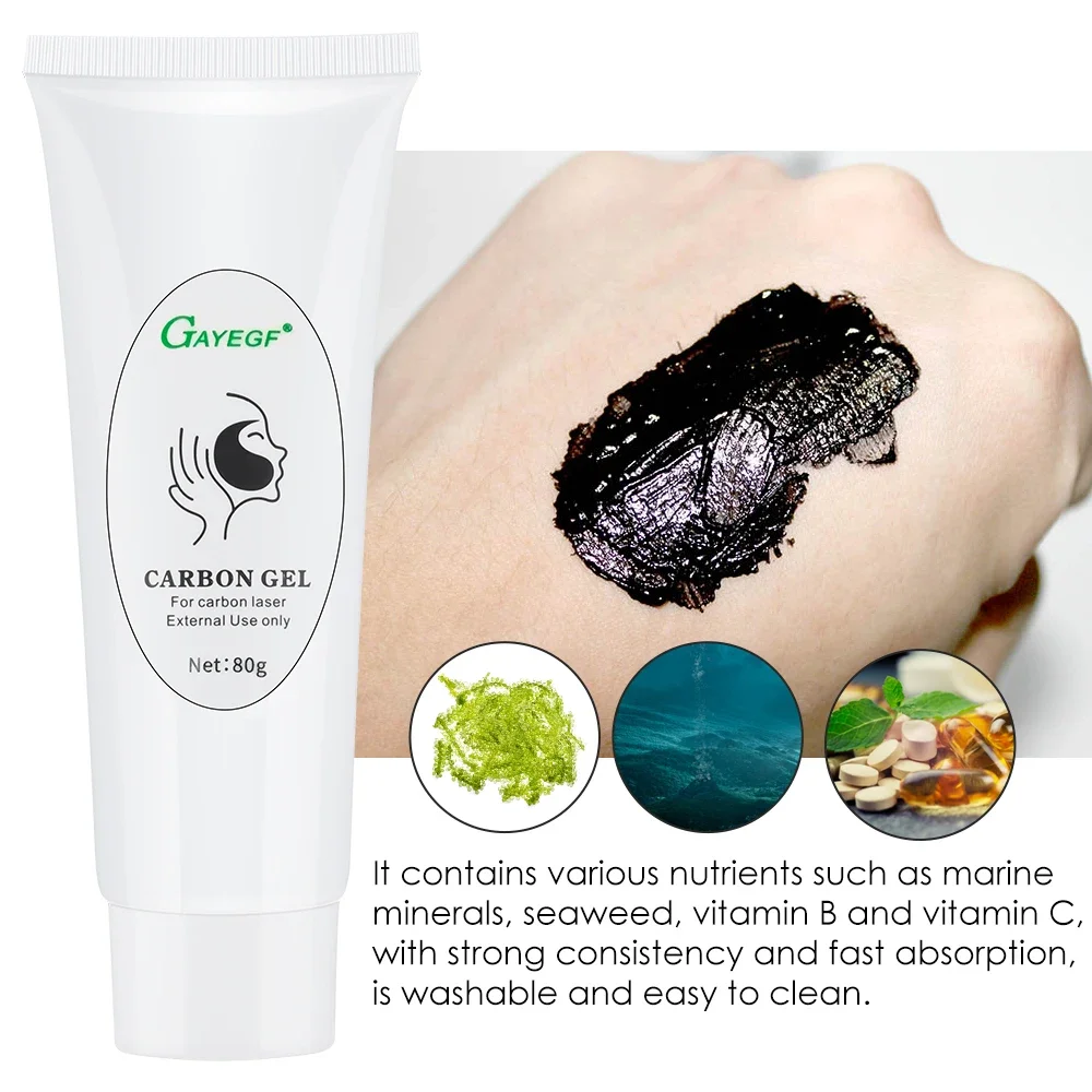 80g Facial Carbon Gel Skin Deep Cleansing Moisturizing Black Mask Pore Shrinking Oil Control Active Nano Toner Face Care Tool